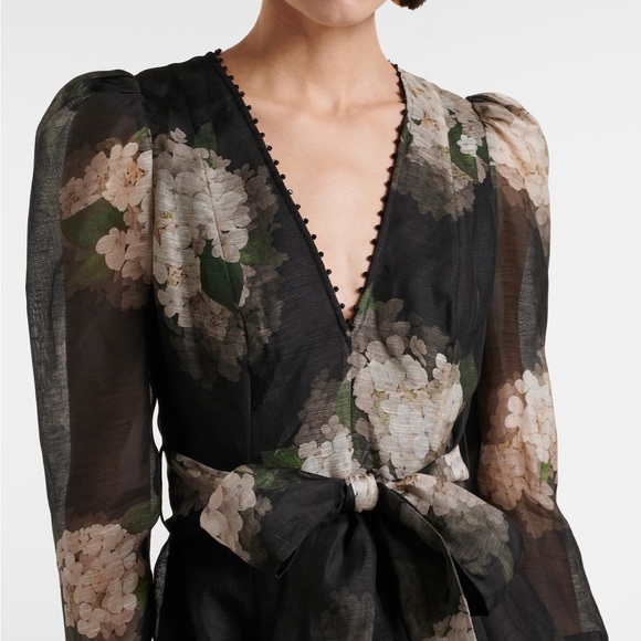 New Zimmermann Balance Long Sleeve Mini Dress in Black - Picture 4 of 15